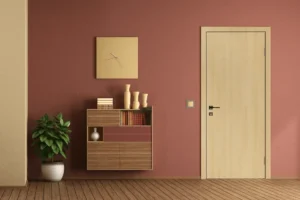 Modern flush door finished with durable NewMika HPL sheet for a contemporary interior.