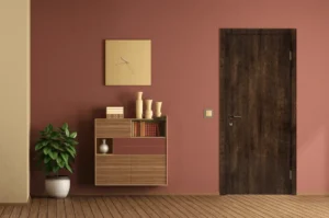 Heavy-duty commercial interior door featuring a scratch-resistant NewMika high-pressure laminate surface.