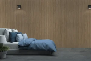 Contemporary feature wall featuring architectural NewMika high-pressure laminate panels.
