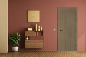 Heavy-duty commercial interior door featuring a scratch-resistant NewMika high-pressure laminate surface.