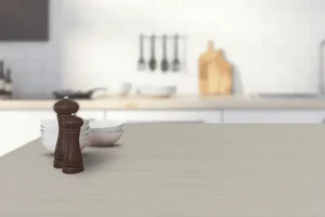 Minimalist dining tabletop featuring a durable NewMika HPL surface.