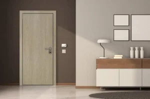 Modern flush door finished with durable NewMika HPL sheet for a contemporary interior.