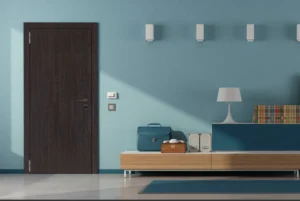 Heavy-duty commercial interior door featuring a scratch-resistant NewMika high-pressure laminate surface.