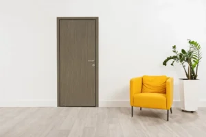 Modern flush door finished with durable NewMika HPL sheet for a contemporary interior.