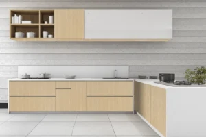 New Mika 3231 White Oak SUD HPL kitchen cabinet featuring a premium decorative finish, designed for modern, durable, and easy-to-maintain kitchen interiors.