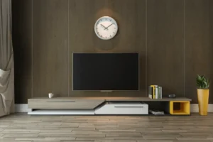 Contemporary feature wall made with New Mika 3247 Coarse Oak SUD HPL, showcasing a premium decorative laminate finish with a stylish and durable surface for modern interiors.
