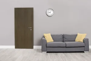 HPL door by New Mika 3247 Coarse Oak SUD HPL featuring a realistic wood grain texture, finished with a premium matte surface for a modern interior look.