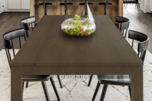 Modern tabletop made with New Mika 3247 Coarse Oak SUD HPL, featuring a durable, scratch-resistant laminate surface with a premium decorative finish.