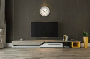 The feature wall is a testament to New Mika3249 Lakari Grey SUD HPL's ability to transform any space. Whether used in a living room, a hotel lobby, a restaurant, or a corporate office, the HPL paneling provides a modern, sophisticated aesthetic that is also practical and long-lasting.