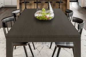 Modern tabletop made with New Mika 3249 Lakari Grey SUD HPL, featuring a durable, scratch-resistant laminate surface with a premium decorative finish.