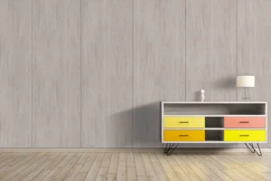 Contemporary feature wall featuring architectural NewMika 3252 Venas SUD high-pressure laminate panels.
