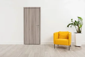 HPL door by New Mika 3260 Patinato Oak SUD HPL featuring a realistic wood grain texture, finished with a premium matte surface for a modern interior look.