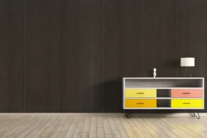 Contemporary feature wall featuring architectural NewMika high-pressure laminate panels.