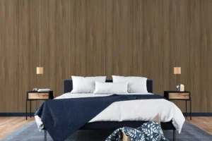 Modern feature wall made with New Mika HPL, showcasing a premium decorative laminate finish with a stylish and durable surface for modern interiors.