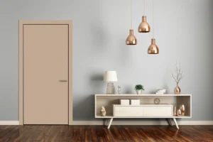 HPL door by New Mika featuring a realistic wood grain texture, finished with a premium matte surface for a modern interior look.