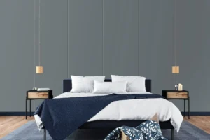 Modern living room feature wall paneled with premium NewMika HPL sheets.