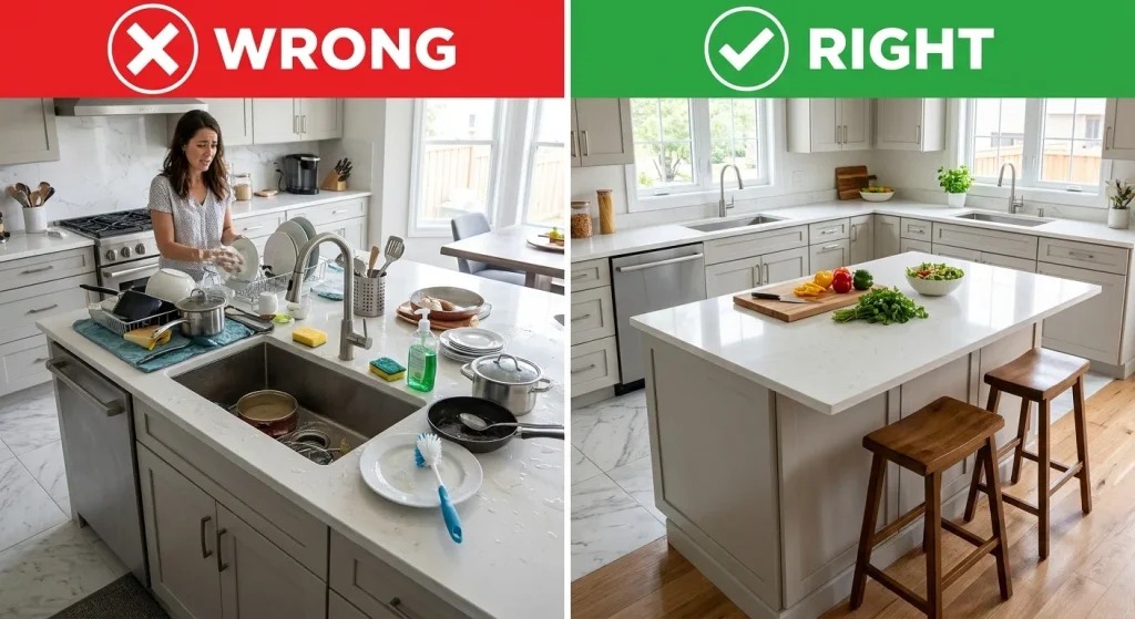 Why you shouldn't attached sink on your Kitchen island. 