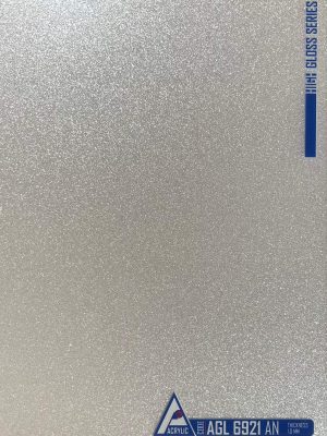 Close-up view of ACRYLIC SHEET 6921-AN is showing the ultra-smooth, mirror-like Glitter finish, designed as reflective cabinetry finish and for durable interior surfaces.