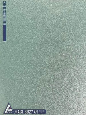 Close-up view of ACRYLIC SHEET 6927-AN is showing the ultra-smooth, mirror-like Glitter finish, designed as reflective cabinetry finish and for durable interior surfaces.