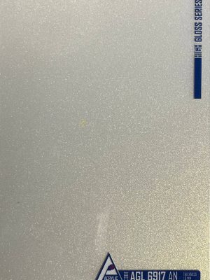 Close-up view of ACRYLIC SHEET 6917-AN is showing the ultra-smooth, mirror-like Glitter finish, designed as reflective cabinetry finish and for durable interior surfaces.